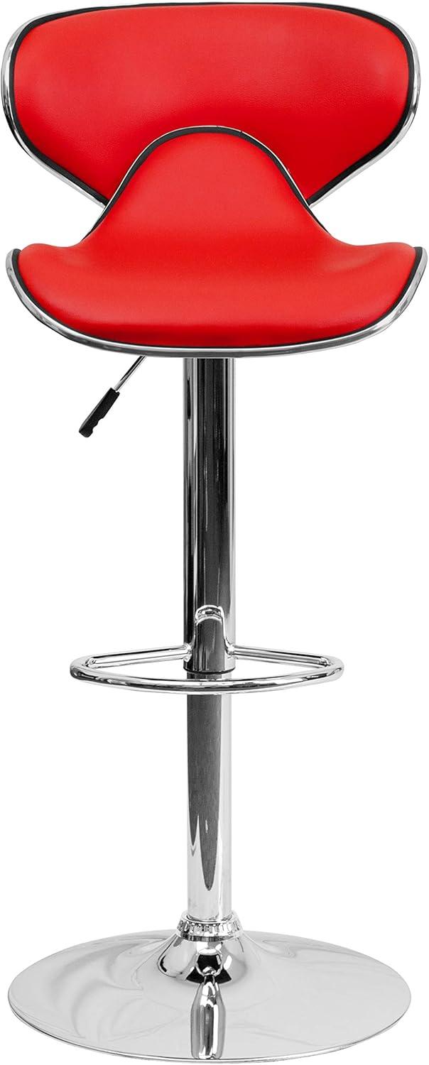 image:imageFlash Furniture Devin Contemporary Cozy MidBack Black Vinyl Adjustable Height Barstool with Chrome BaseRed