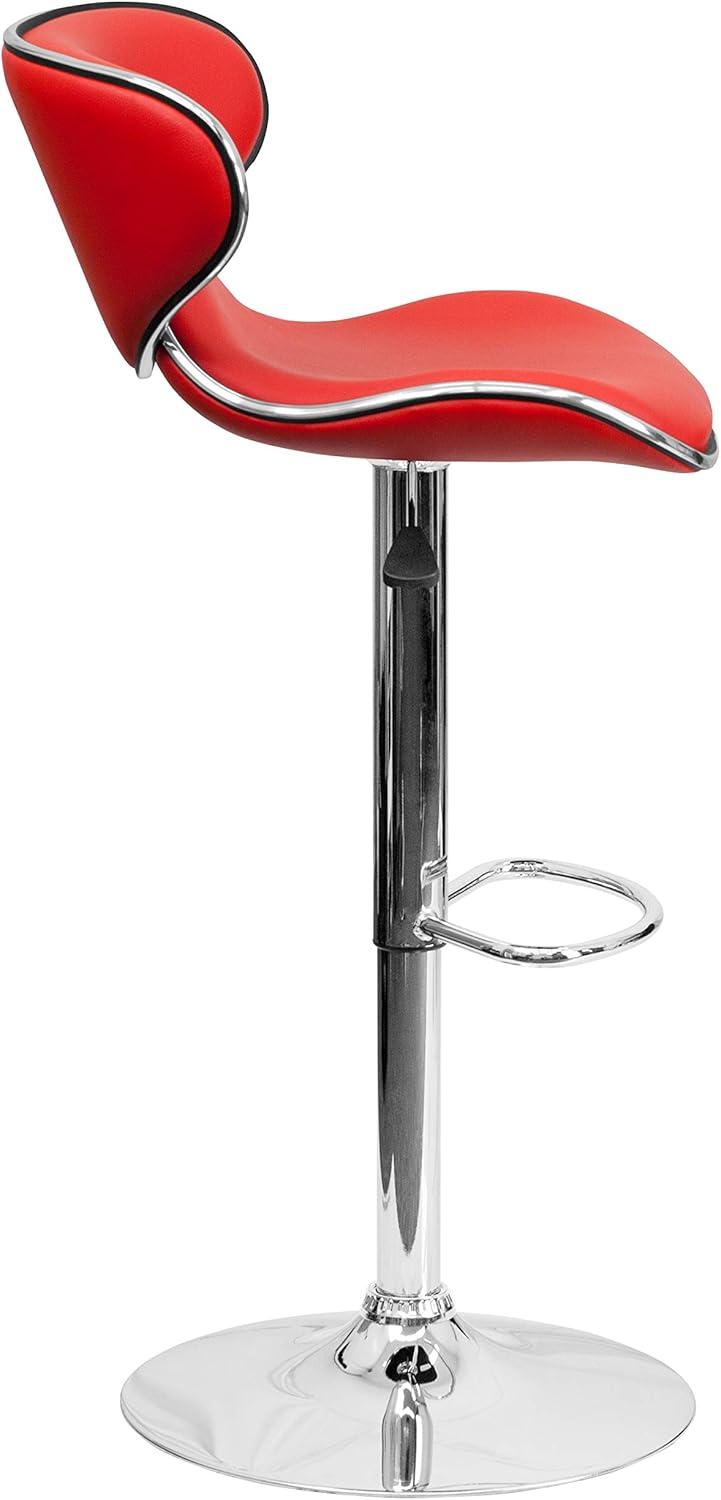 image:imageFlash Furniture Devin Contemporary Cozy MidBack Black Vinyl Adjustable Height Barstool with Chrome BaseRed