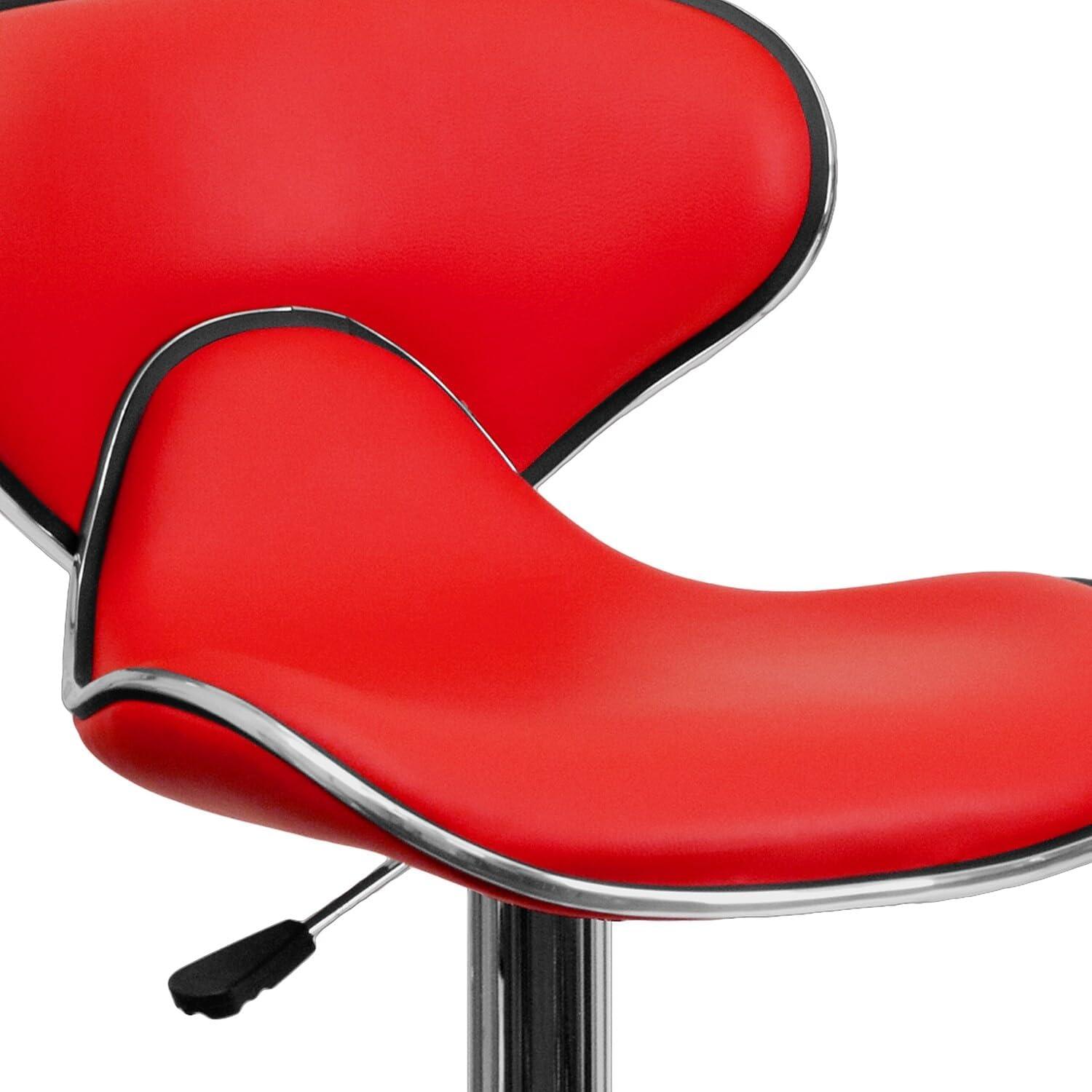 image:imageFlash Furniture Devin Contemporary Cozy MidBack Black Vinyl Adjustable Height Barstool with Chrome BaseRed