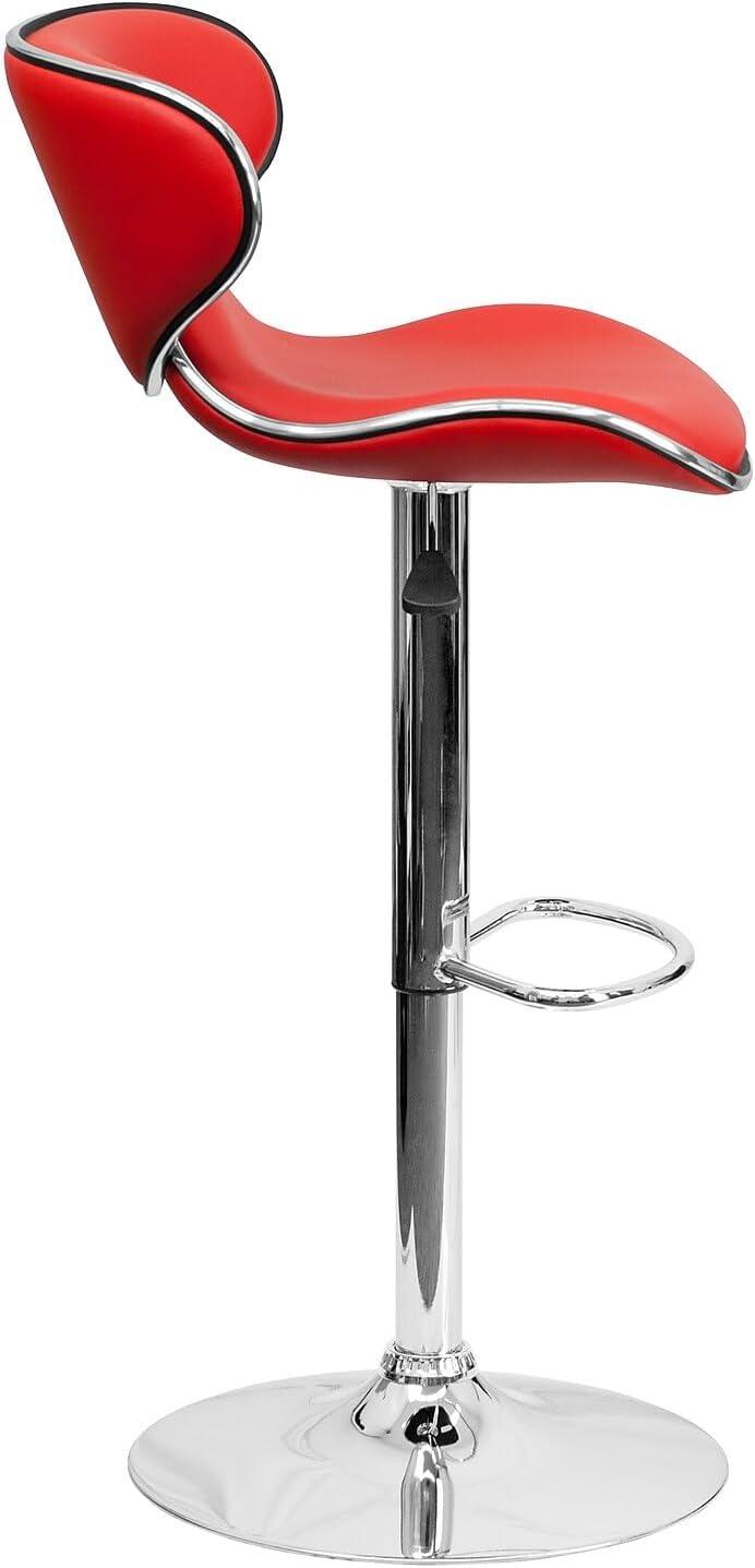 image:imageFlash Furniture Devin Contemporary Cozy MidBack Black Vinyl Adjustable Height Barstool with Chrome BaseRed