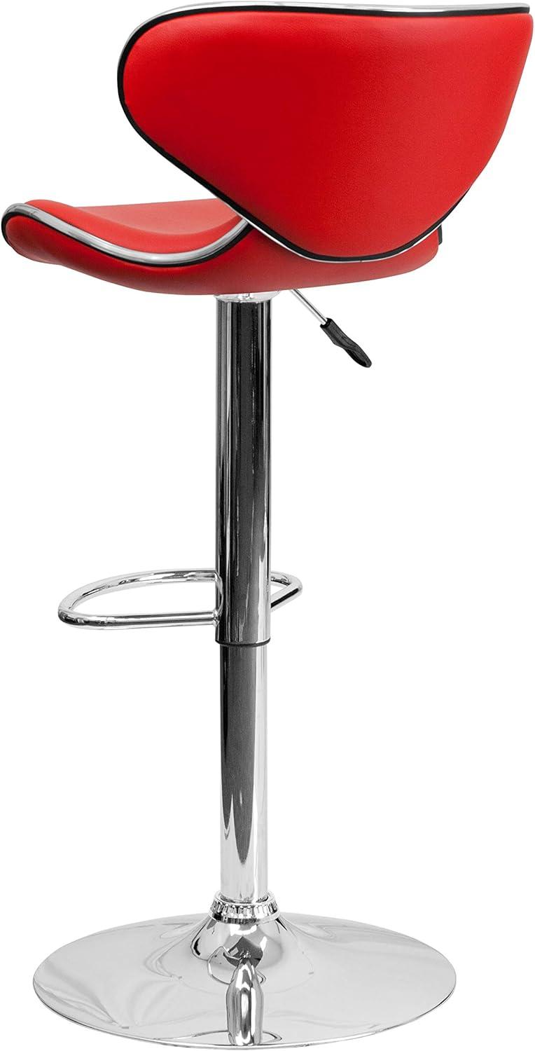 image:imageFlash Furniture Devin Contemporary Cozy MidBack Black Vinyl Adjustable Height Barstool with Chrome BaseRed