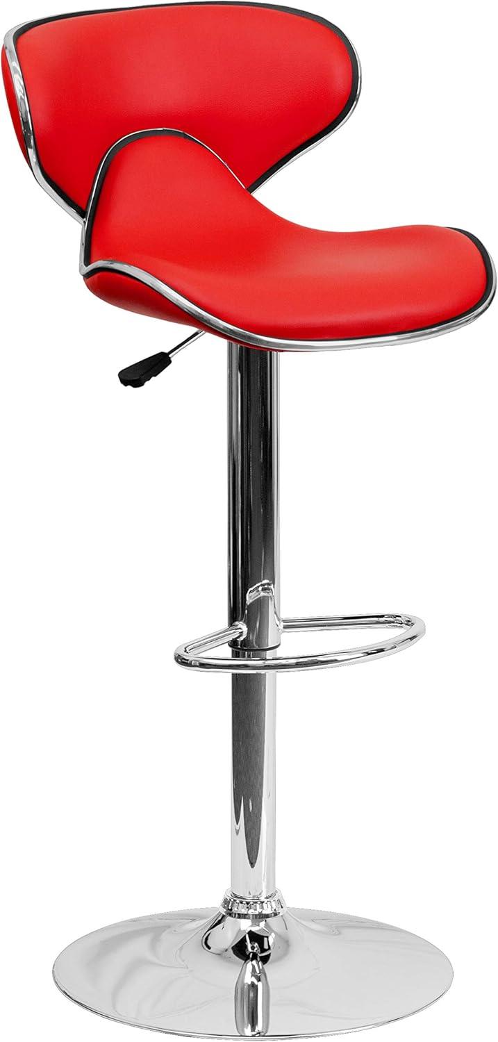 image:imageFlash Furniture Devin Contemporary Cozy MidBack Black Vinyl Adjustable Height Barstool with Chrome BaseRed