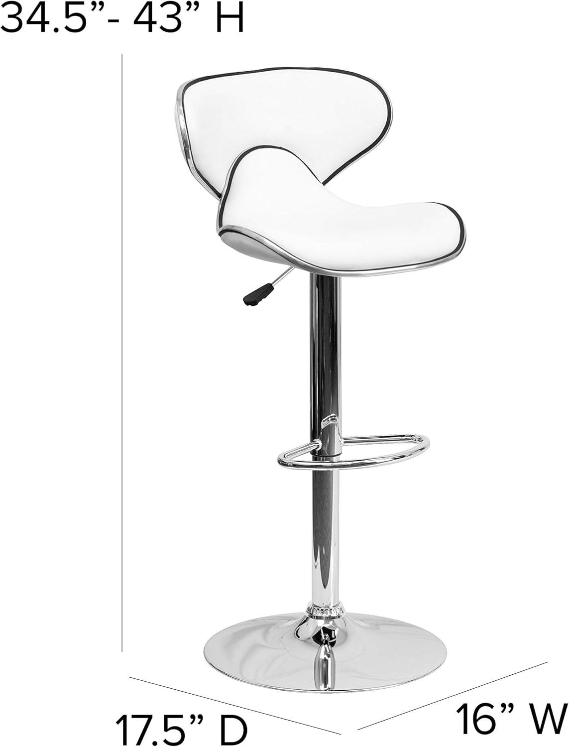 image:imageFlash Furniture Devin Contemporary Cozy MidBack Black Vinyl Adjustable Height Barstool with Chrome BaseWhite