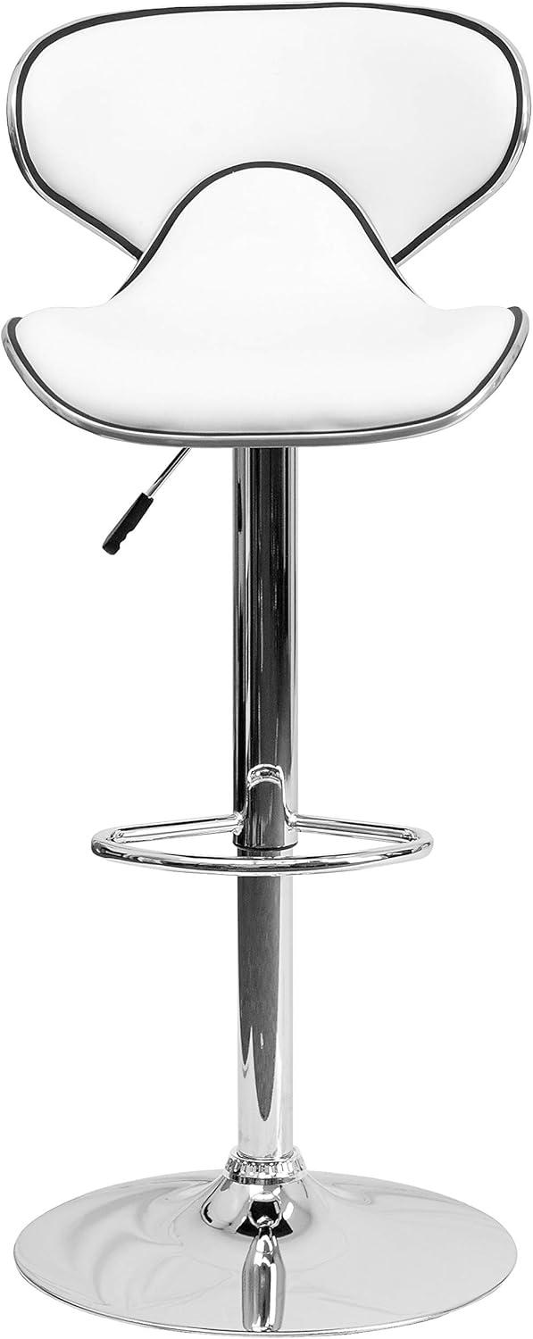 image:imageFlash Furniture Devin Contemporary Cozy MidBack Black Vinyl Adjustable Height Barstool with Chrome BaseWhite
