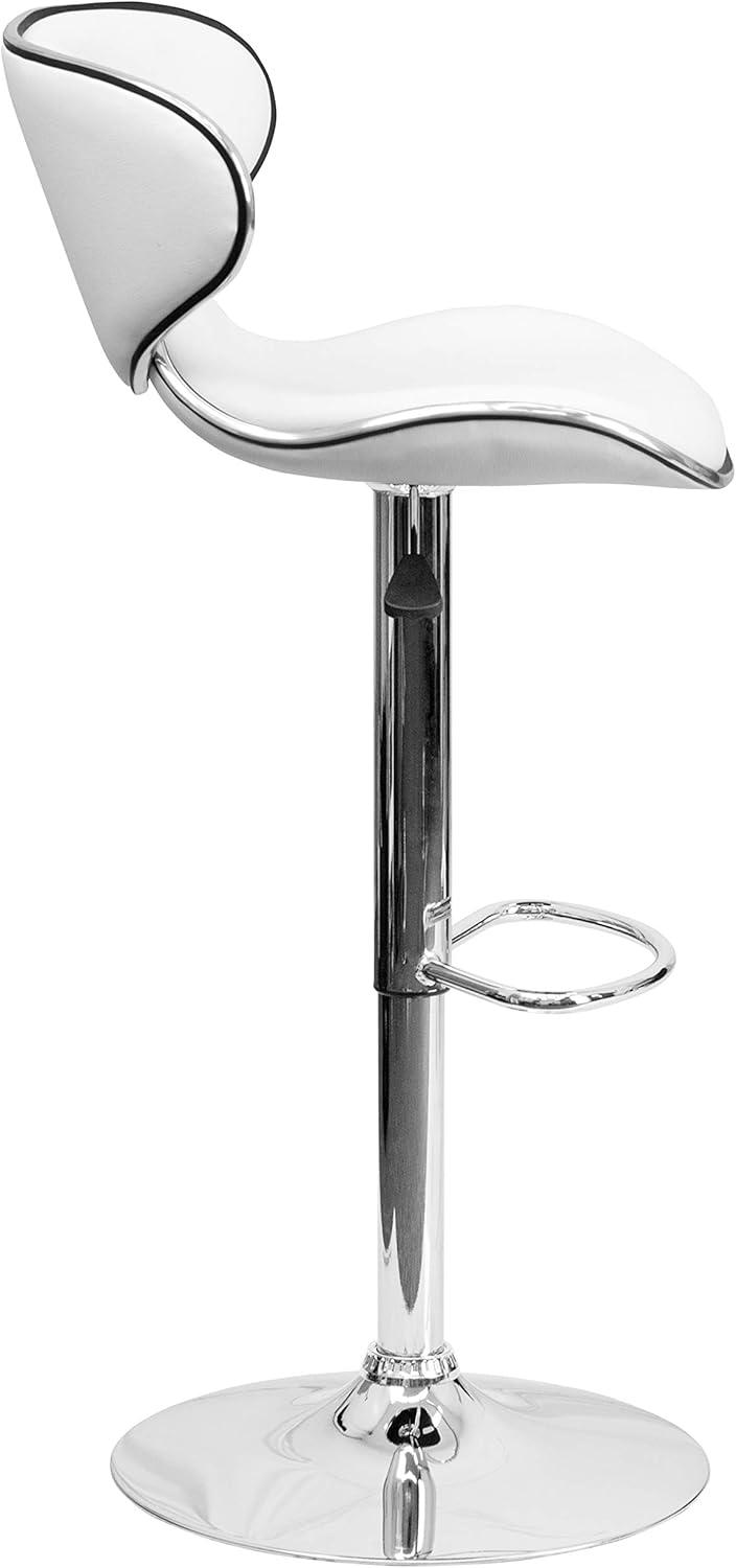 image:imageFlash Furniture Devin Contemporary Cozy MidBack Black Vinyl Adjustable Height Barstool with Chrome BaseWhite