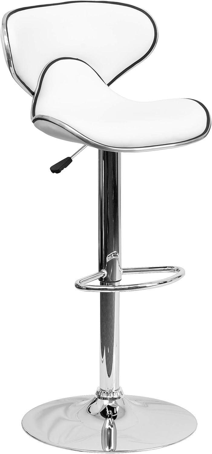image:imageFlash Furniture Devin Contemporary Cozy MidBack Black Vinyl Adjustable Height Barstool with Chrome BaseWhite