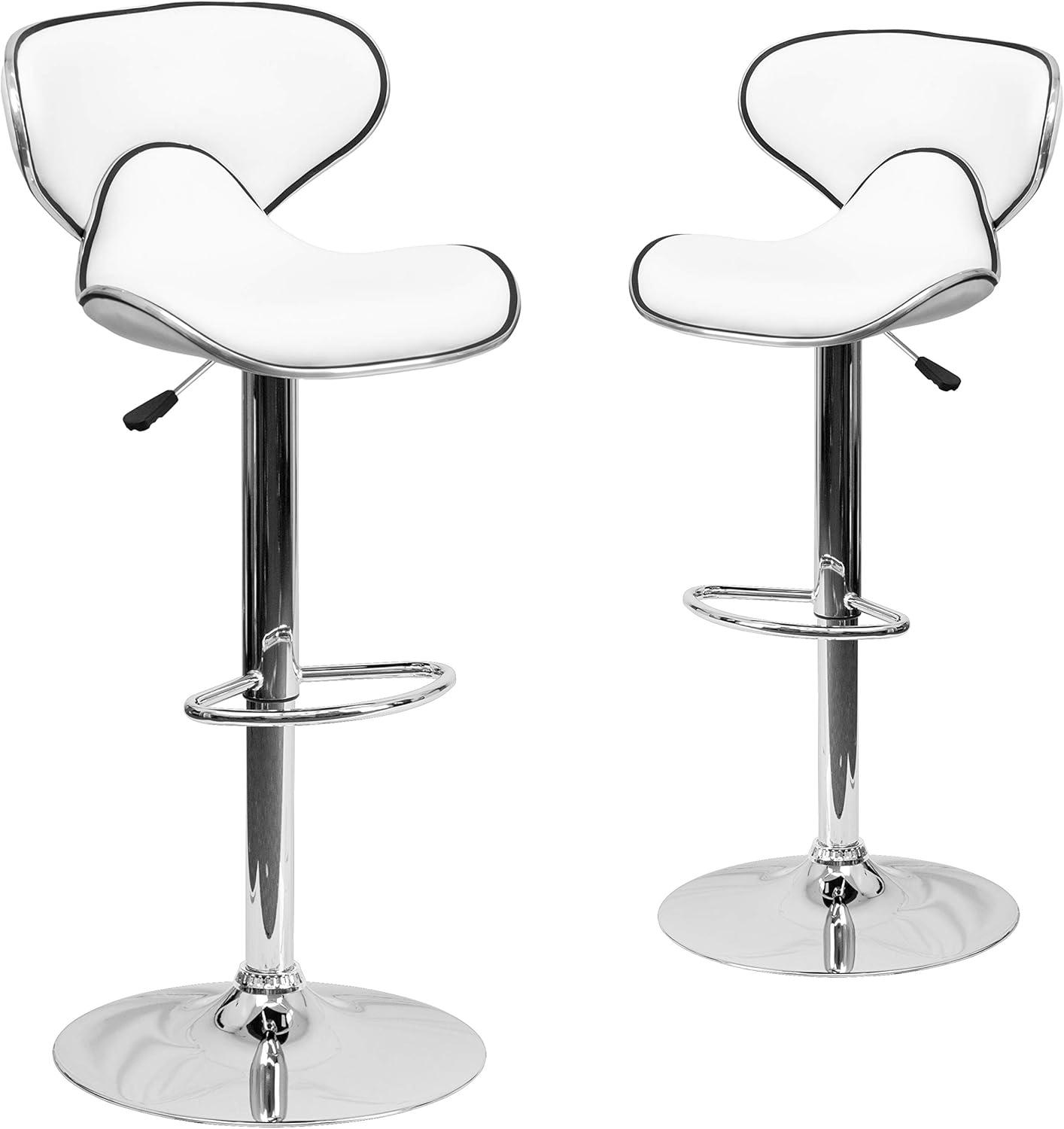 image:imageFlash Furniture Devin Contemporary Cozy MidBack Black Vinyl Adjustable Height Barstool with Chrome BaseWhite