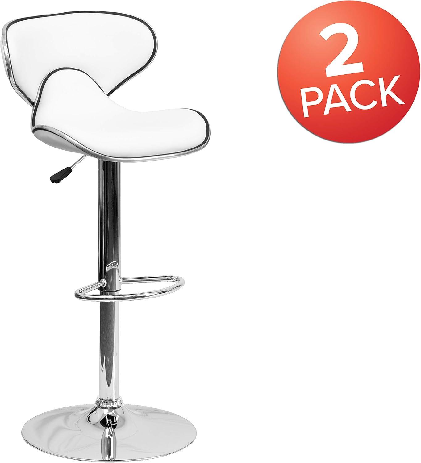 image:imageFlash Furniture Devin Contemporary Cozy MidBack Black Vinyl Adjustable Height Barstool with Chrome BaseWhite
