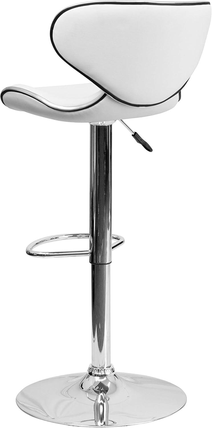 image:imageFlash Furniture Devin Contemporary Cozy MidBack Black Vinyl Adjustable Height Barstool with Chrome BaseWhite