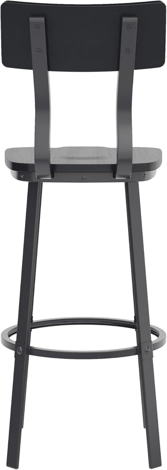 image:imageFlash Furniture Flint Series Commercial Restaurant Barstool Wood SeatBack Powder Coat Frame Antique CopperGrayBlack