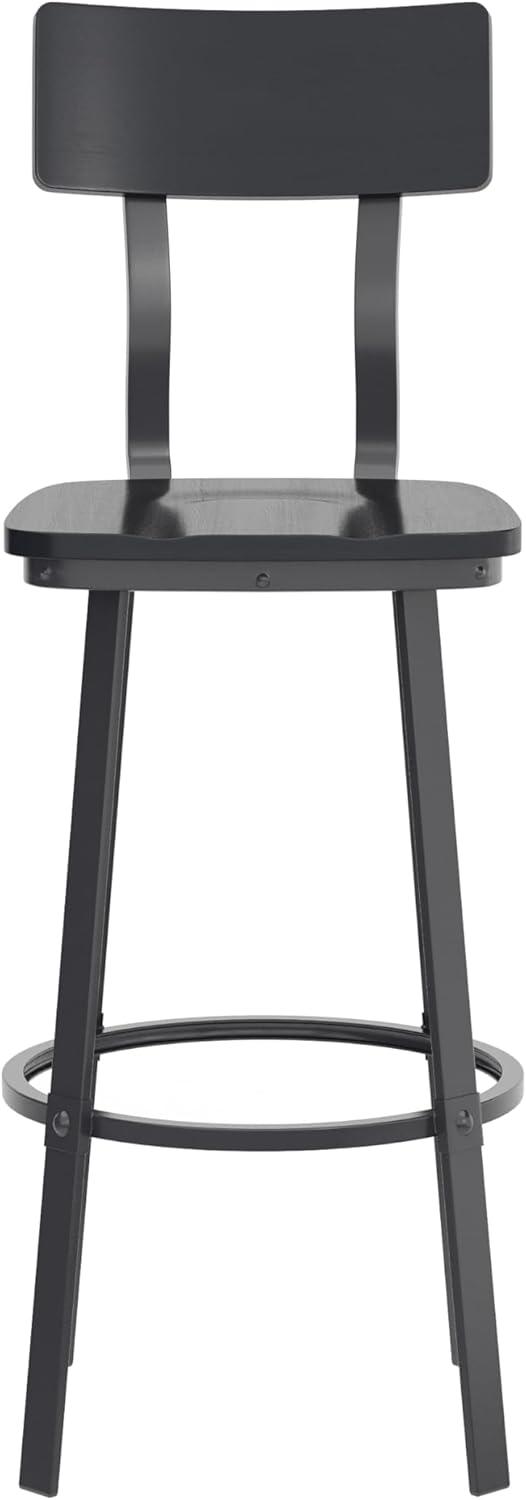 image:imageFlash Furniture Flint Series Commercial Restaurant Barstool Wood SeatBack Powder Coat Frame Antique CopperGrayBlack