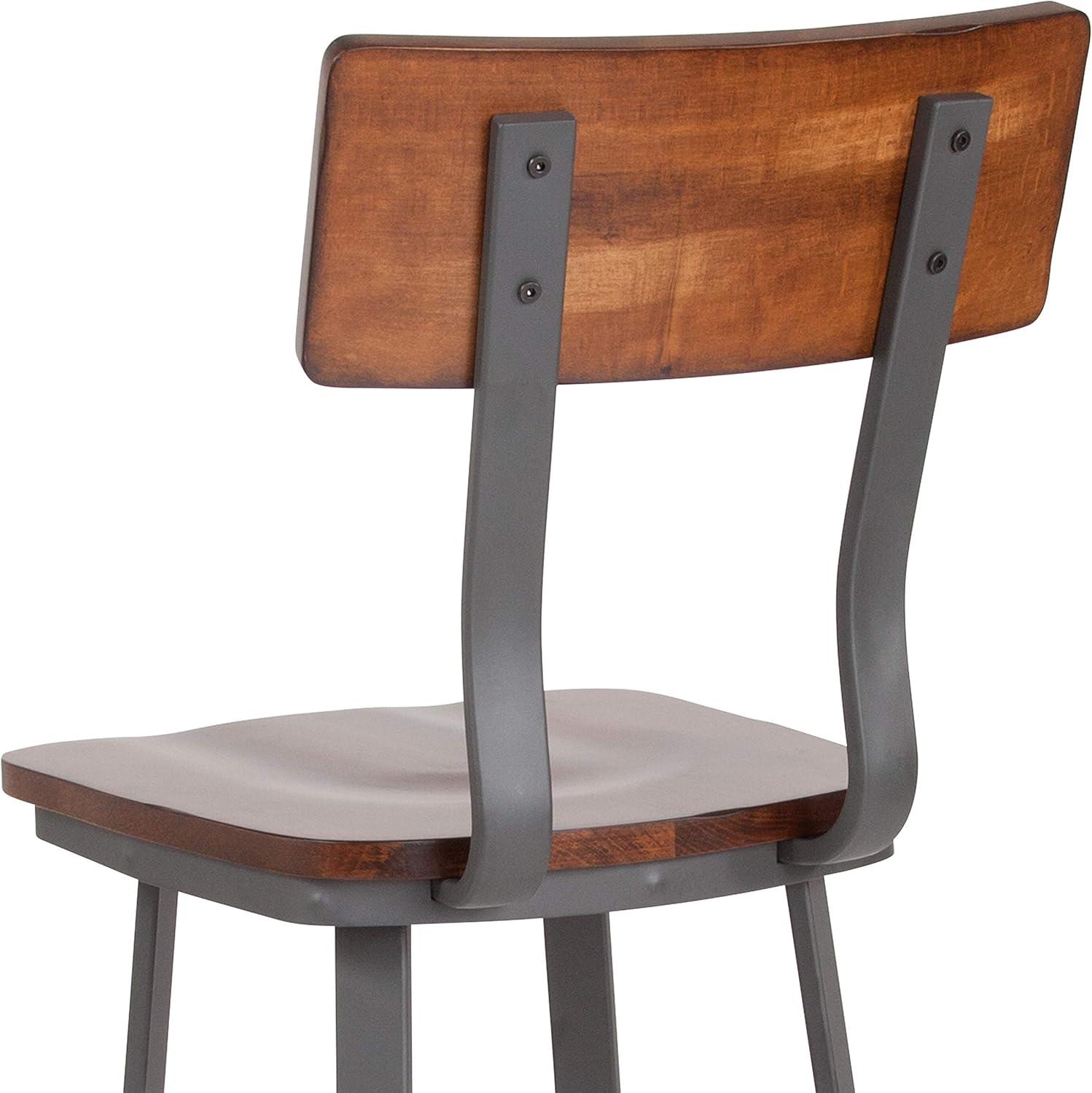 image:imageFlash Furniture Flint Series Commercial Restaurant Barstool Wood SeatBack Powder Coat Frame Antique CopperGrayRustic Walnut