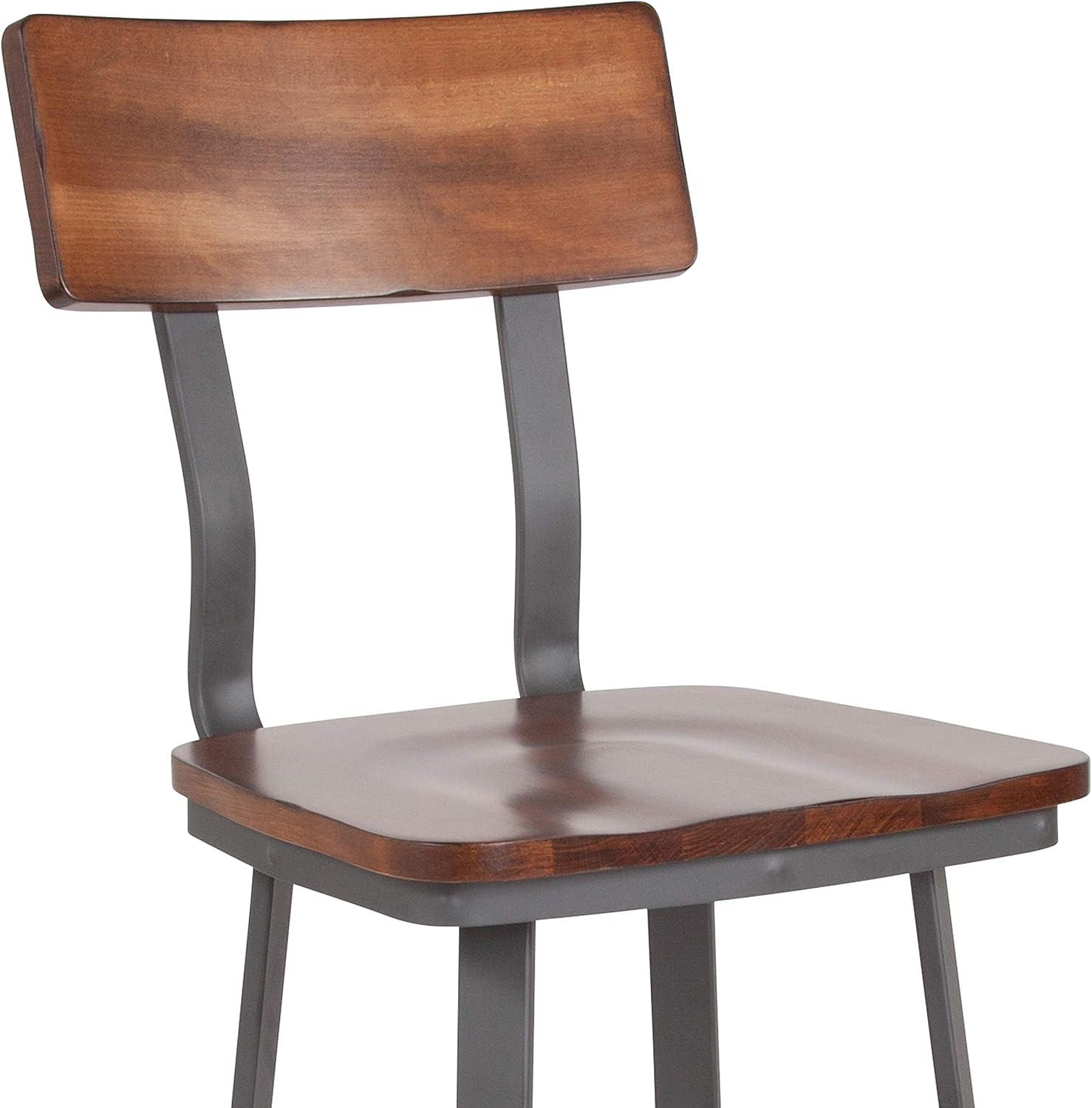 image:imageFlash Furniture Flint Series Commercial Restaurant Barstool Wood SeatBack Powder Coat Frame Antique CopperGrayRustic Walnut