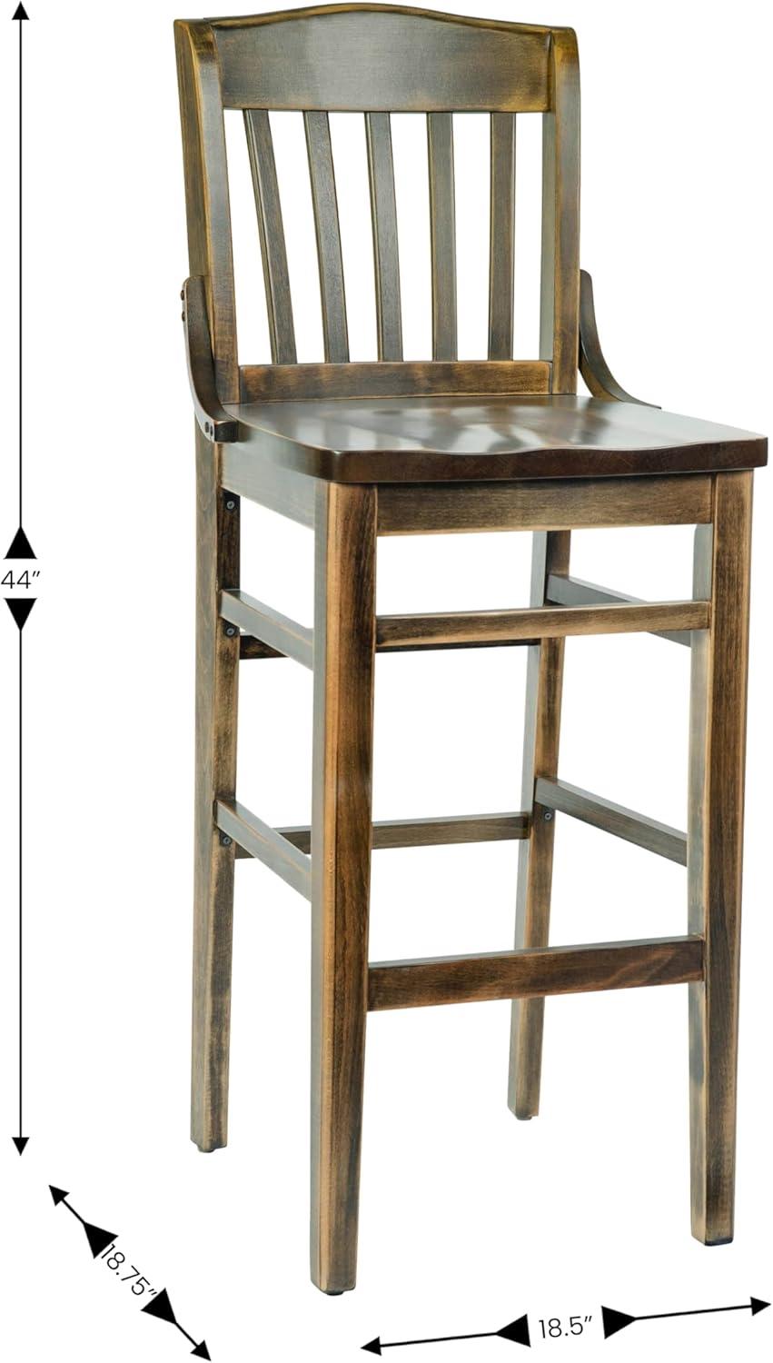 image:imageFlash Furniture HERCULES Series School House Back Walnut Wood Restaurant BarstoolAntique Copper