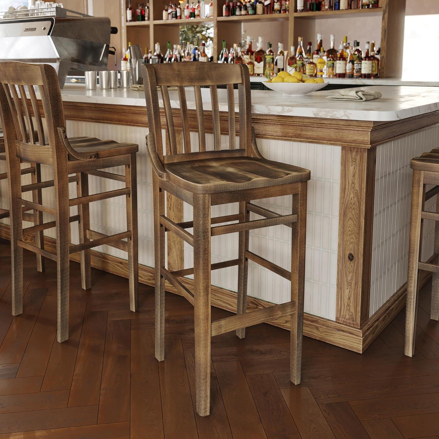 image:imageFlash Furniture HERCULES Series School House Back Walnut Wood Restaurant BarstoolAntique Copper