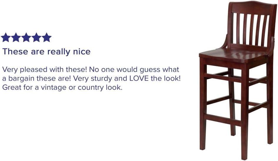image:imageFlash Furniture HERCULES Series School House Back Walnut Wood Restaurant BarstoolMahogany
