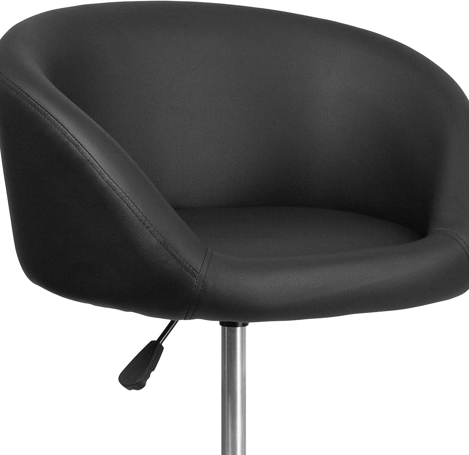 image:imageFlash Furniture Luis Contemporary Blue Fabric Adjustable Height Barstool with Barrel Back and Chrome BaseBlack Vinyl
