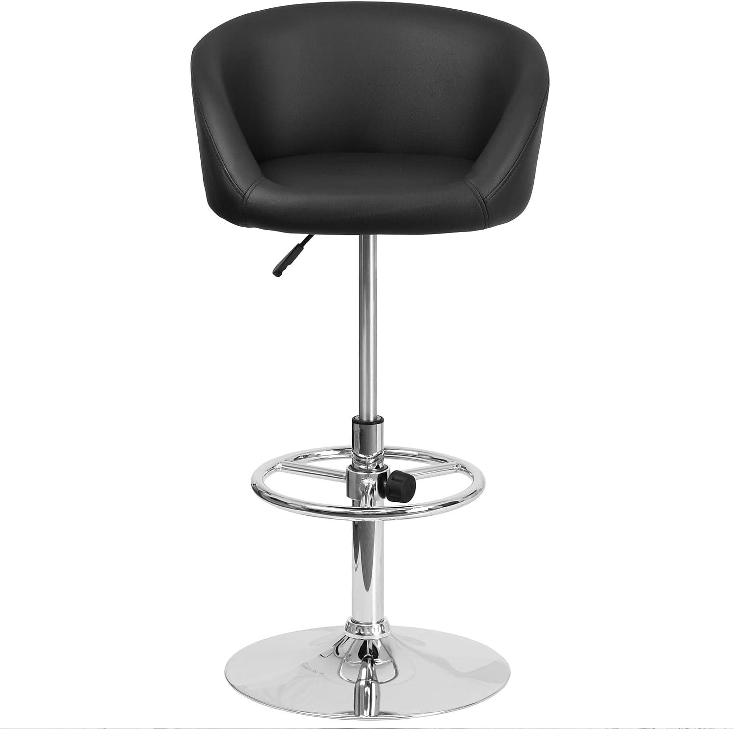 image:imageFlash Furniture Luis Contemporary Blue Fabric Adjustable Height Barstool with Barrel Back and Chrome BaseBlack Vinyl