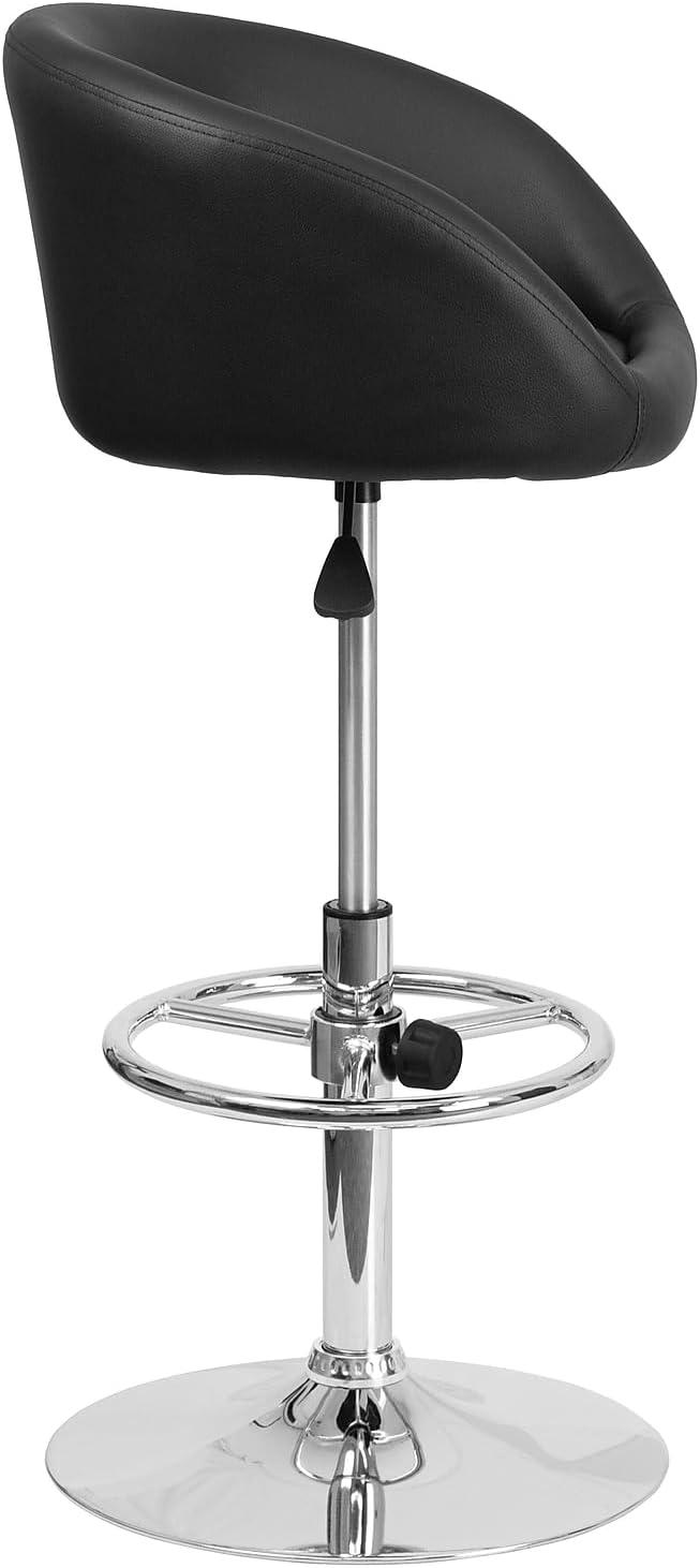 image:imageFlash Furniture Luis Contemporary Blue Fabric Adjustable Height Barstool with Barrel Back and Chrome BaseBlack Vinyl