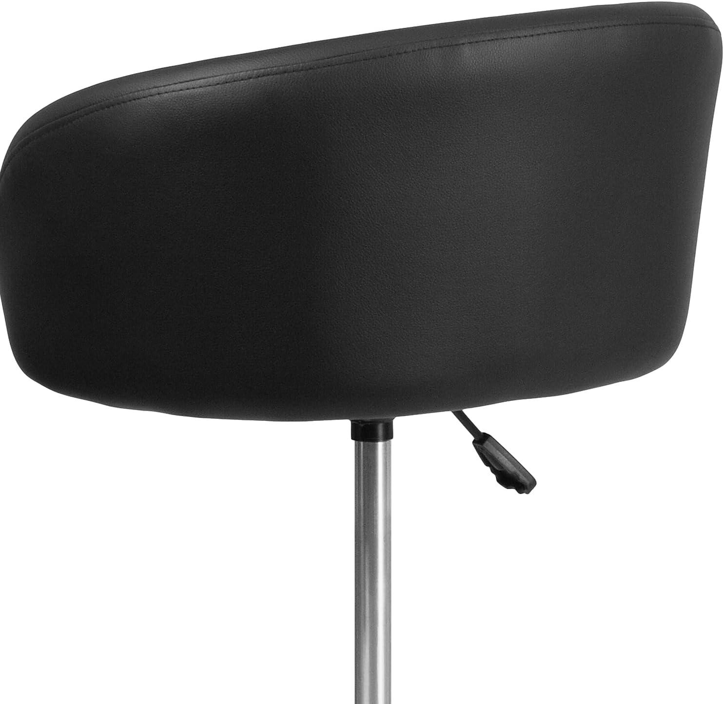 image:imageFlash Furniture Luis Contemporary Blue Fabric Adjustable Height Barstool with Barrel Back and Chrome BaseBlack Vinyl