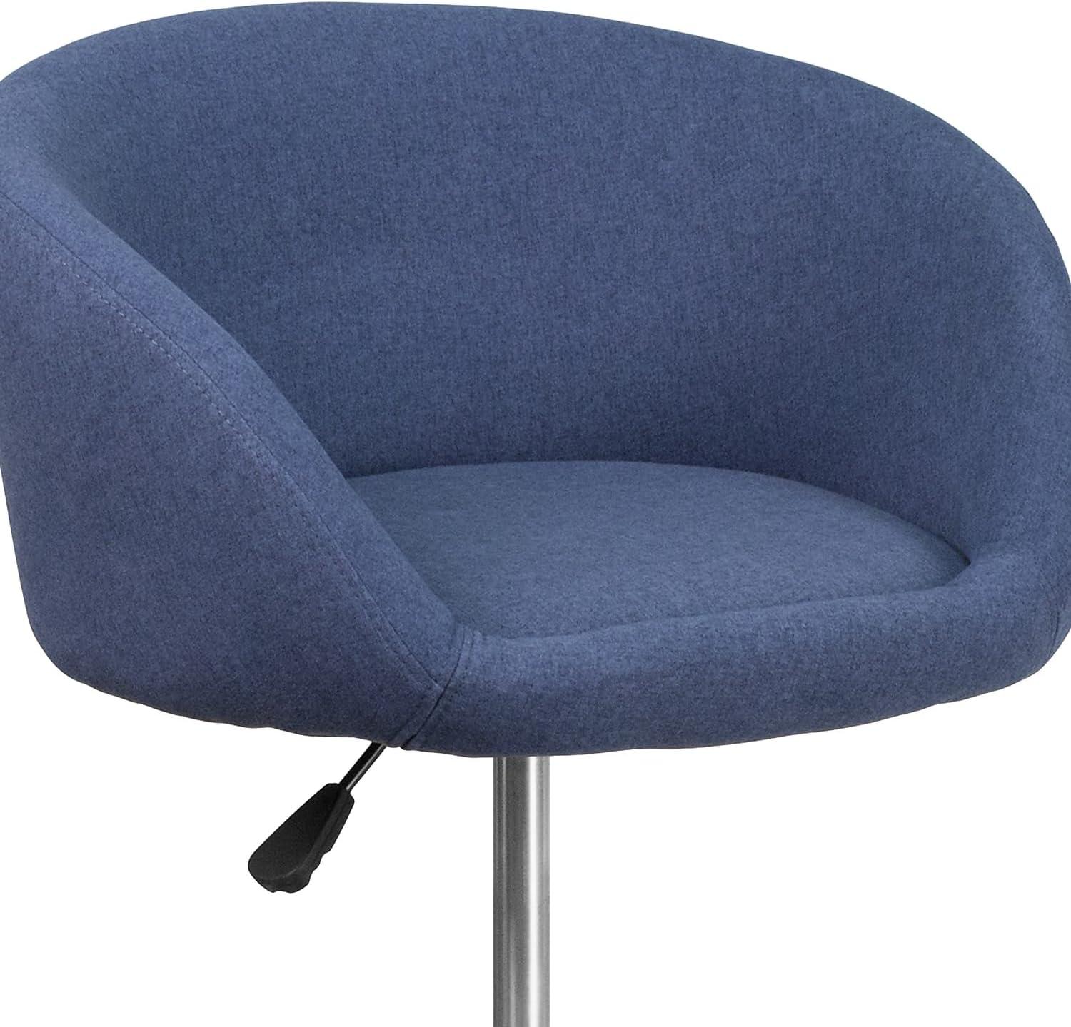 image:imageFlash Furniture Luis Contemporary Blue Fabric Adjustable Height Barstool with Barrel Back and Chrome BaseBlue Fabric