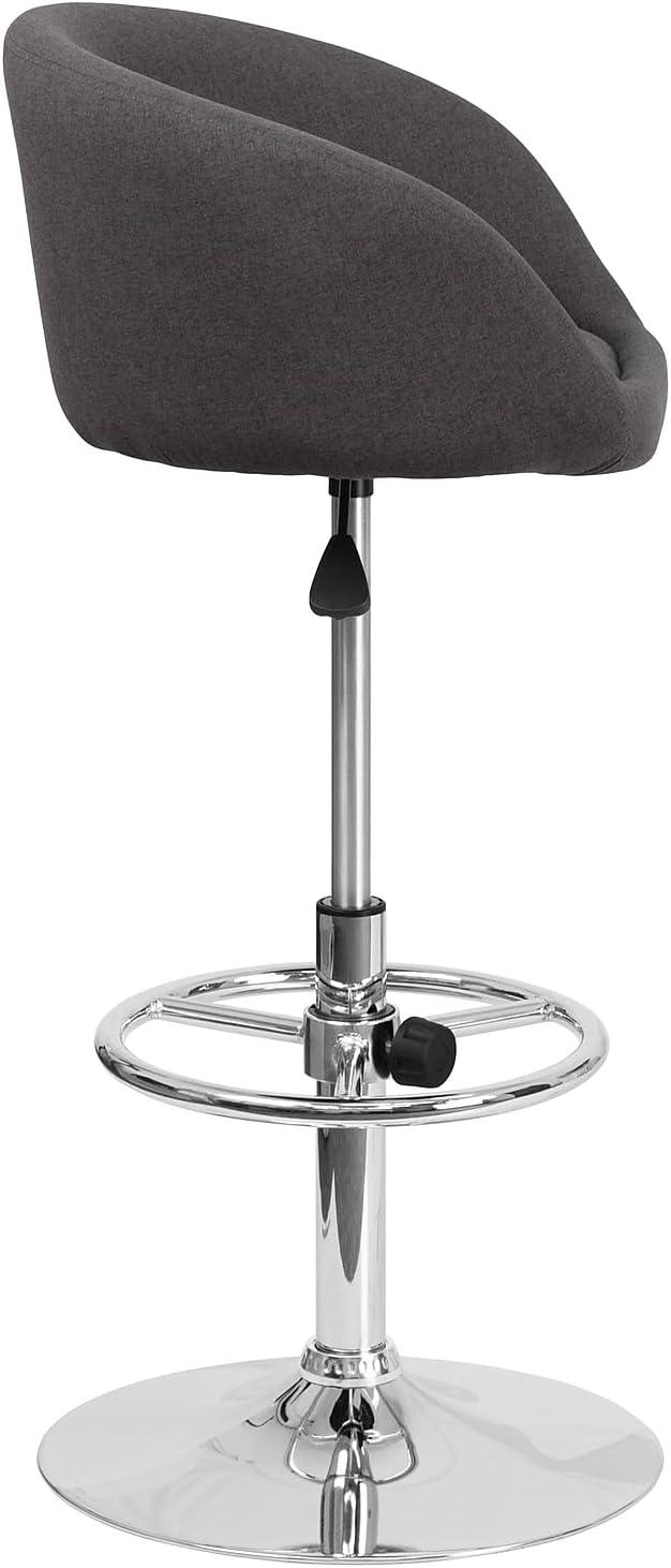 image:imageFlash Furniture Luis Contemporary Blue Fabric Adjustable Height Barstool with Barrel Back and Chrome BaseCharcoal Fabric