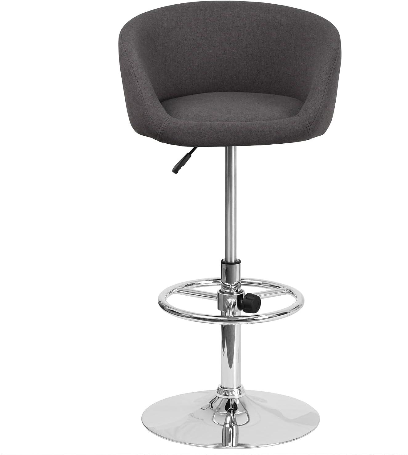 image:imageFlash Furniture Luis Contemporary Blue Fabric Adjustable Height Barstool with Barrel Back and Chrome BaseCharcoal Fabric