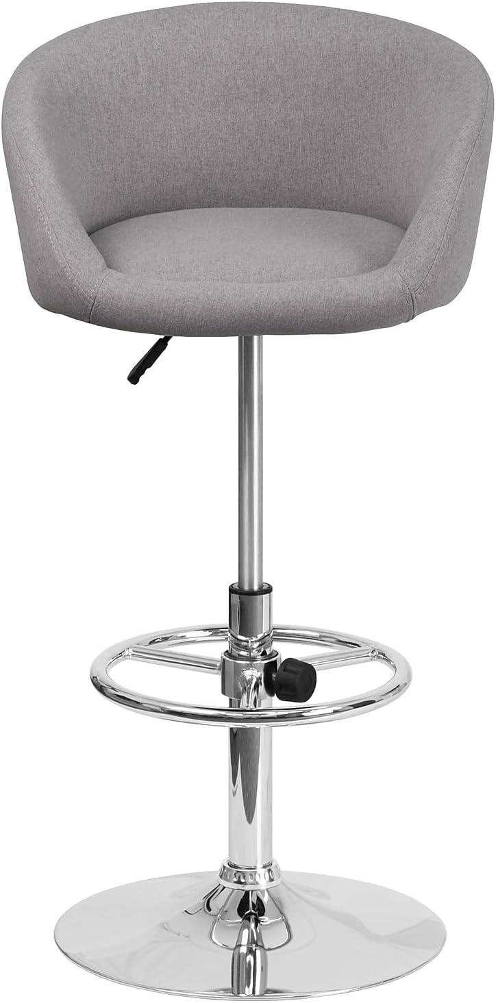 image:imageFlash Furniture Luis Contemporary Blue Fabric Adjustable Height Barstool with Barrel Back and Chrome BaseGray Fabric