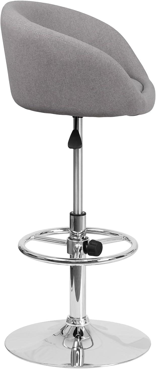 image:imageFlash Furniture Luis Contemporary Blue Fabric Adjustable Height Barstool with Barrel Back and Chrome BaseGray Fabric