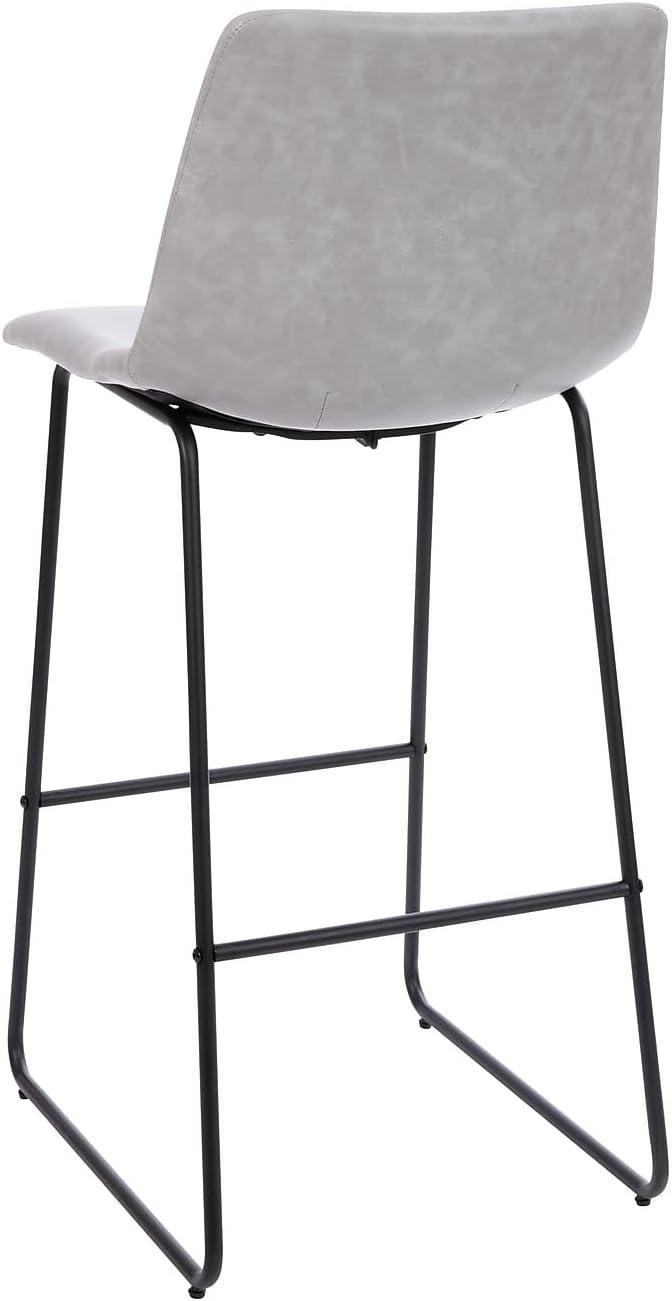 image:imageFlash Furniture Reagan 30 LeatherSoft Barstools with Footrest MidCentury Modern Bucket Style Bar Height Stools Set of 2 Light Gray