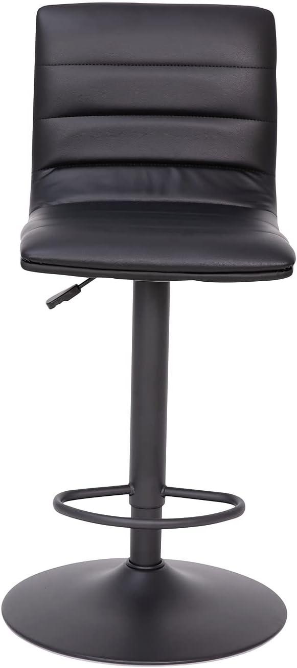 image:imageFlash Furniture Vincent Modern Cognac Vinyl Adjustable Bar Stool with Back Swivel Stool with Black Pedestal Base and FootrestBlackBlack Frame