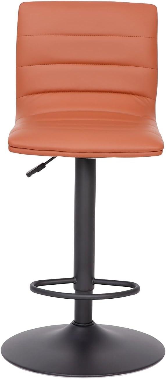 image:imageFlash Furniture Vincent Modern Cognac Vinyl Adjustable Bar Stool with Back Swivel Stool with Black Pedestal Base and FootrestCognacBlack Frame