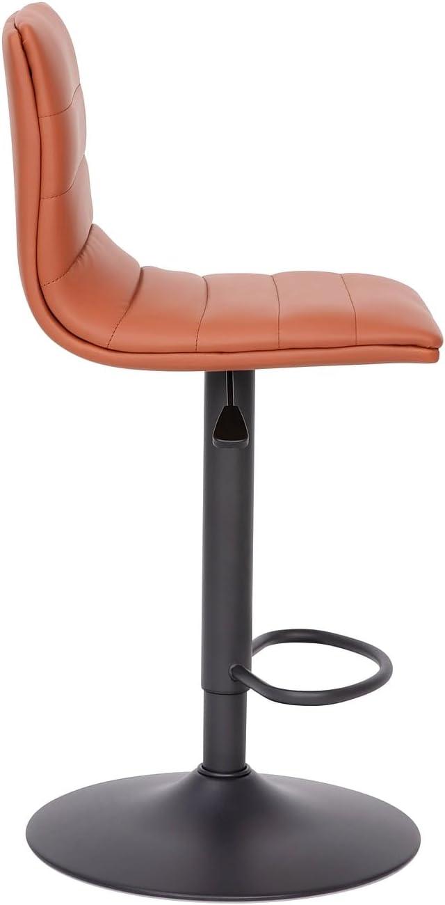 image:imageFlash Furniture Vincent Modern Cognac Vinyl Adjustable Bar Stool with Back Swivel Stool with Black Pedestal Base and FootrestCognacBlack Frame