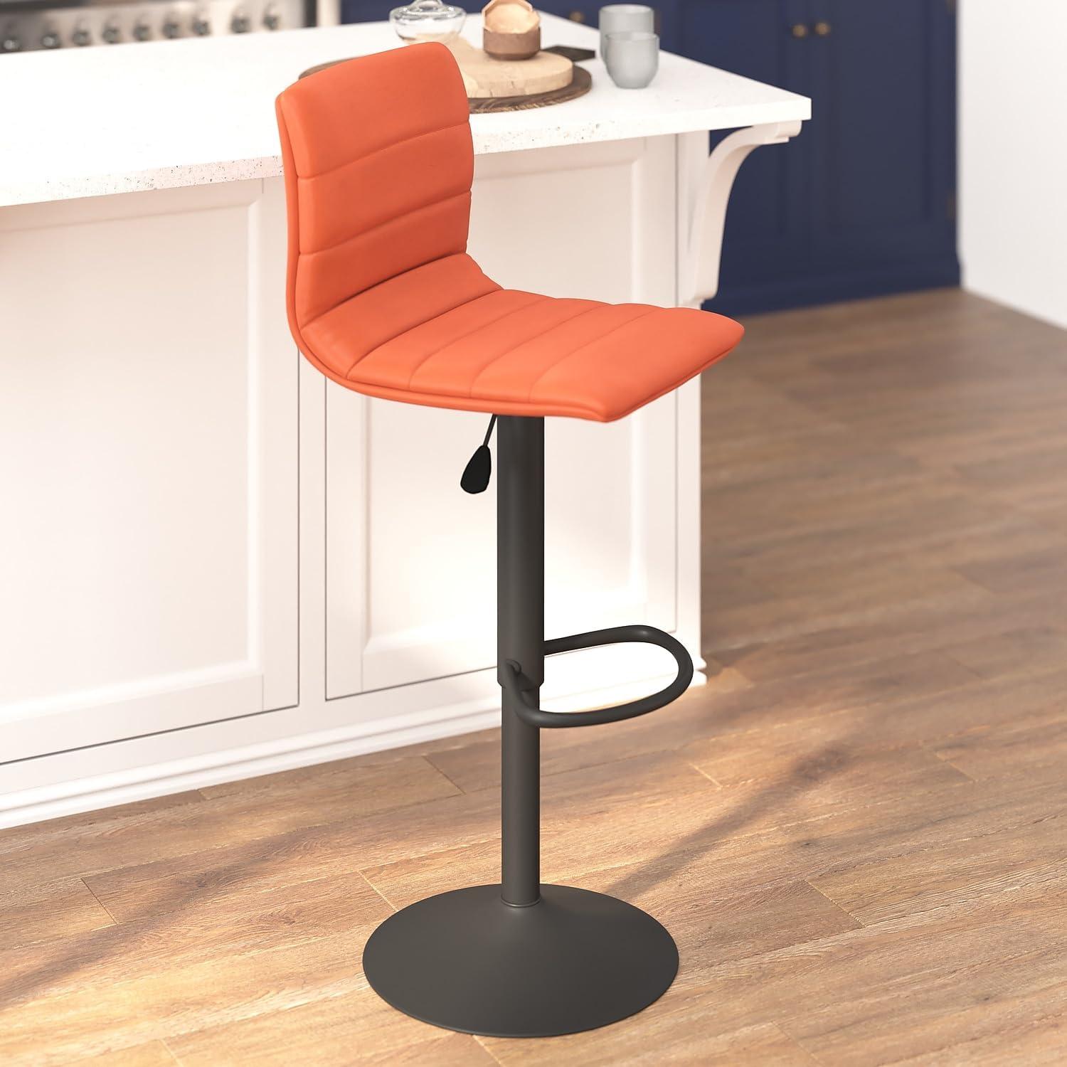 image:imageFlash Furniture Vincent Modern Cognac Vinyl Adjustable Bar Stool with Back Swivel Stool with Black Pedestal Base and FootrestCognacBlack Frame