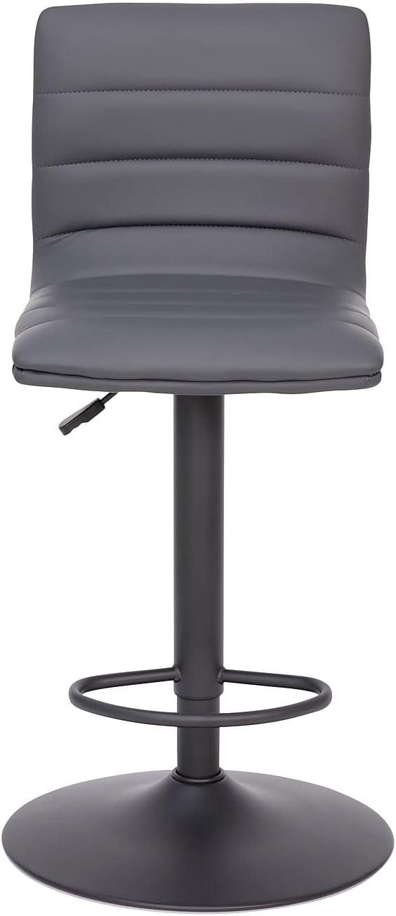 image:imageFlash Furniture Vincent Modern Cognac Vinyl Adjustable Bar Stool with Back Swivel Stool with Black Pedestal Base and FootrestGrayBlack Frame