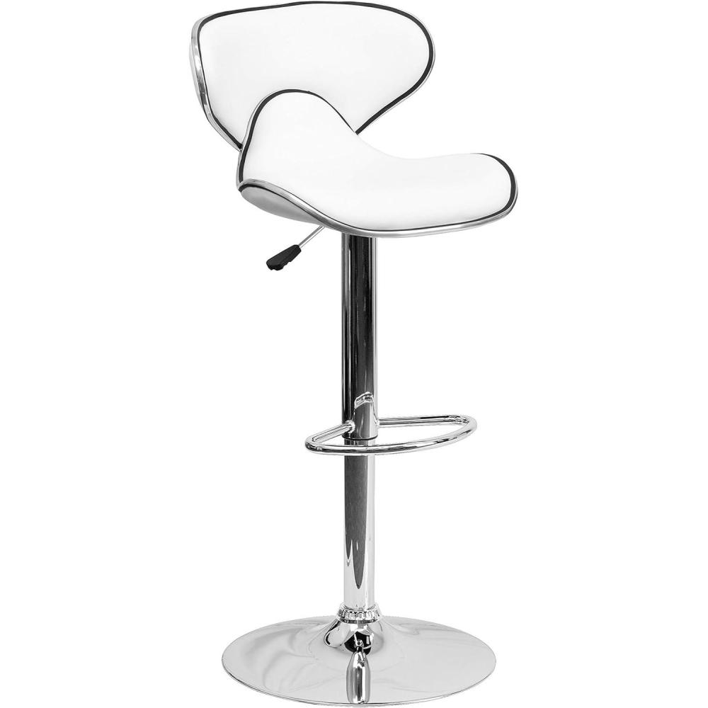 image:imageFlash Furniture Devin Contemporary Cozy MidBack Black Vinyl Adjustable Height Barstool with Chrome BaseWhite