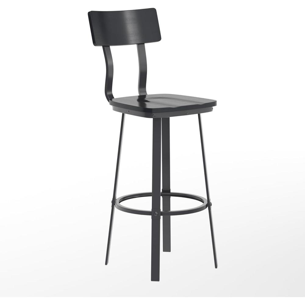 image:imageFlash Furniture Flint Series Commercial Restaurant Barstool Wood SeatBack Powder Coat Frame Antique CopperGrayBlack