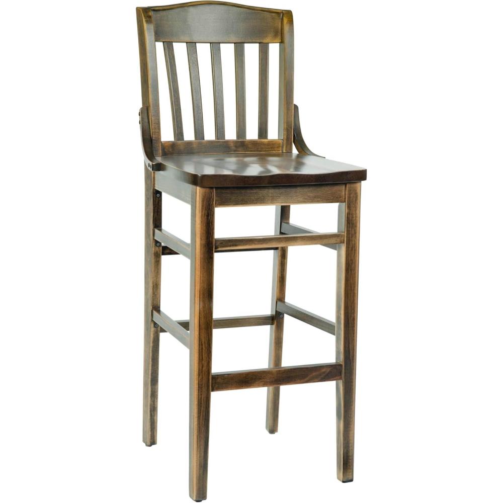 image:imageFlash Furniture HERCULES Series School House Back Walnut Wood Restaurant BarstoolAntique Copper