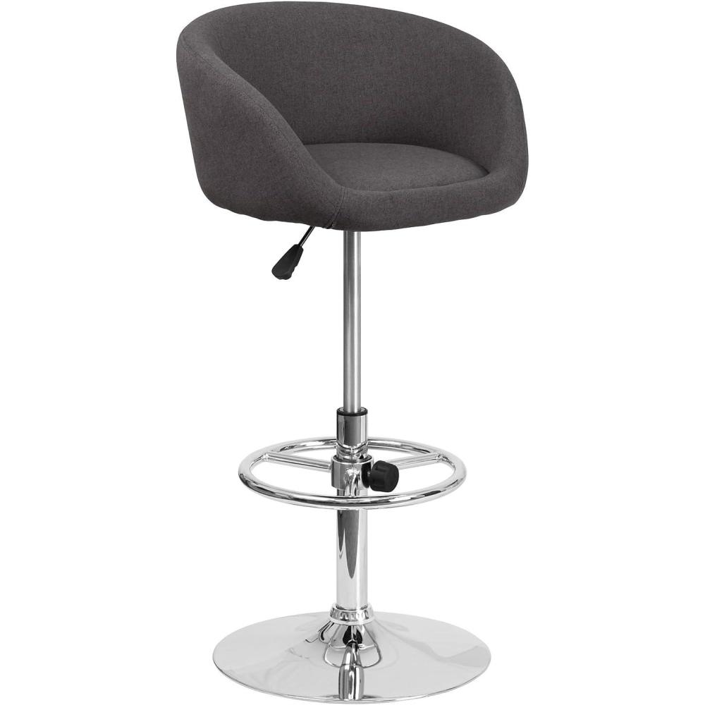 image:imageFlash Furniture Luis Contemporary Blue Fabric Adjustable Height Barstool with Barrel Back and Chrome BaseCharcoal Fabric