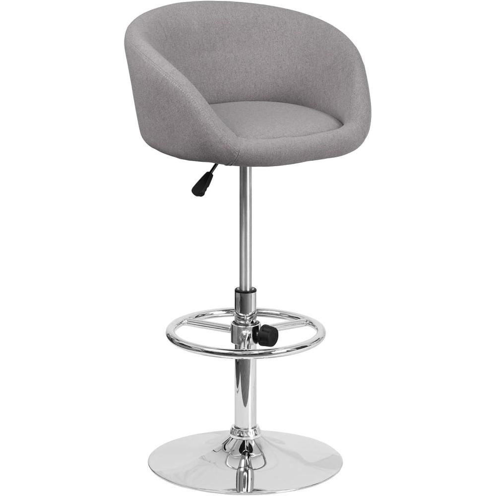 image:imageFlash Furniture Luis Contemporary Blue Fabric Adjustable Height Barstool with Barrel Back and Chrome BaseGray Fabric