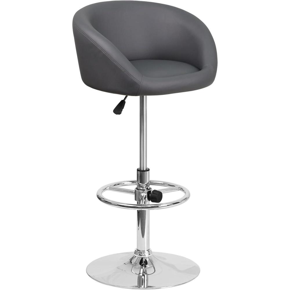 image:imageFlash Furniture Luis Contemporary Blue Fabric Adjustable Height Barstool with Barrel Back and Chrome BaseGray Vinyl