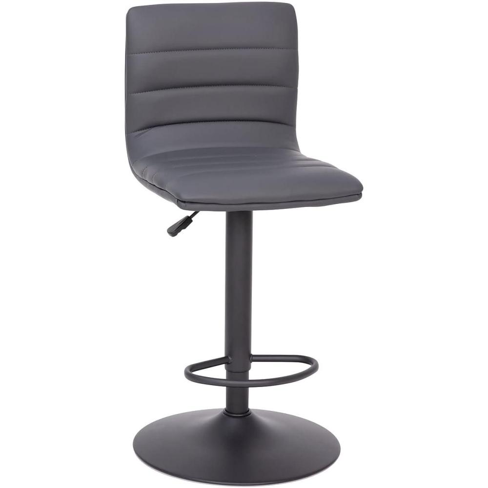 image:imageFlash Furniture Vincent Modern Cognac Vinyl Adjustable Bar Stool with Back Swivel Stool with Black Pedestal Base and FootrestGrayBlack Frame