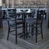 Flash Furniture 30” Round Black Laminate Table Set with X-Base and 4 Ladder Back Metal Barstools – Black Vinyl Seat(Black)