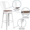 Flash Furniture Carly 24″ High Copper Metal Counter Height Stool with Back and Wood Seat(1)