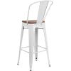 Flash Furniture Carly 24″ High Copper Metal Counter Height Stool with Back and Wood Seat(1)