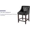 Flash Furniture Carmel Series 30″ High Transitional Tufted Walnut Barstool with Accent Nail Trim in Light Gray LeatherSoft(Black Leathersoft)