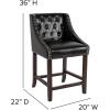 Flash Furniture Carmel Series 30″ High Transitional Tufted Walnut Barstool with Accent Nail Trim in Light Gray LeatherSoft(Black Leathersoft)