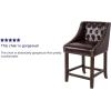 Flash Furniture Carmel Series 30″ High Transitional Tufted Walnut Barstool with Accent Nail Trim in Light Gray LeatherSoft(Brown Leathersoft)