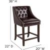Flash Furniture Carmel Series 30″ High Transitional Tufted Walnut Barstool with Accent Nail Trim in Light Gray LeatherSoft(Brown Leathersoft)