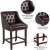 Flash Furniture Carmel Series 30″ High Transitional Tufted Walnut Barstool with Accent Nail Trim in Light Gray LeatherSoft(Brown Leathersoft)